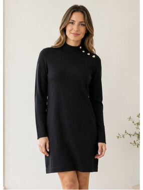 LA MAILLE SEZANE Sézane Sweater Dress M Black Minimalist Quiet Luxury Chic
